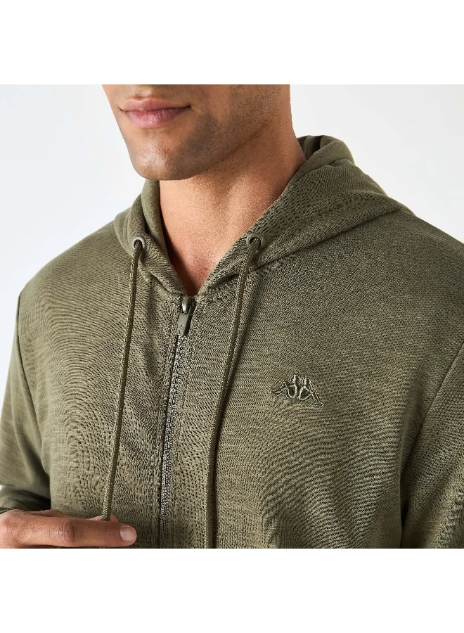 Kappa Kappa Logo Embroidered Zip Through Hoodie with Pockets