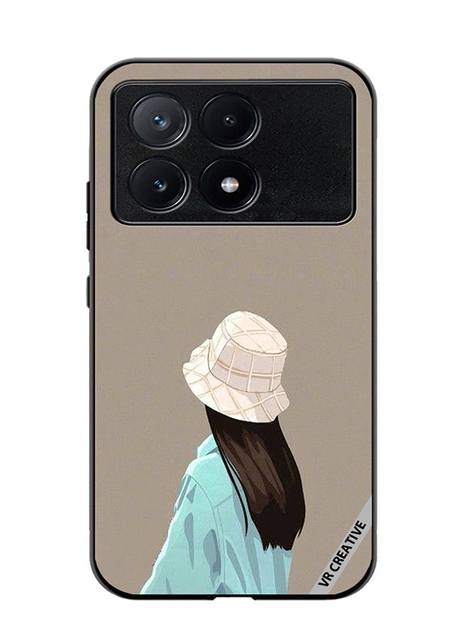 VR CREATIVE Protective Case Cover For Xiaomi Poco X6 Pro Brown Hat Girl Design Multicolour  - Image 1