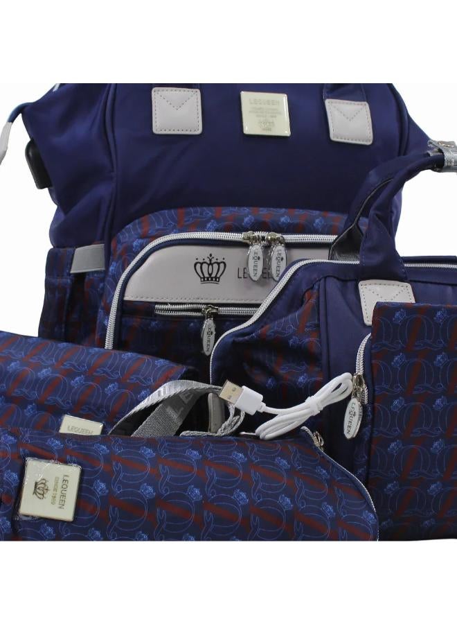 LeQueen Diamond 8th Special Edition Soft Waterproof Diaper Bag Set - Navy Blue - Image 3