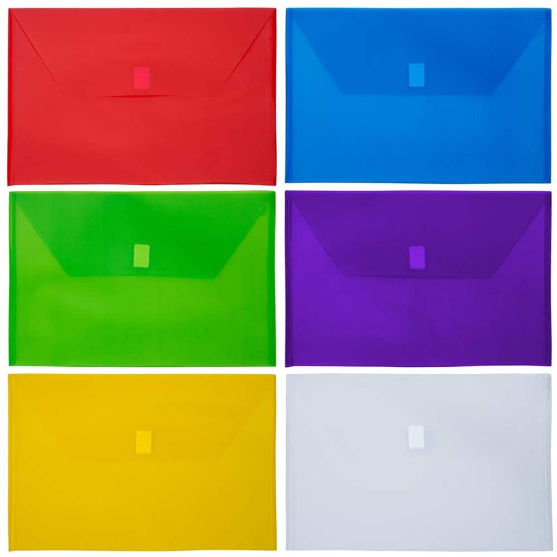 JAM PAPER Plastic Envelopes with Hook & Loop Closure - Legal Booklet - 9 3/4 x 14 1/2 - Assorted Colors - 6/Pack - Image 2