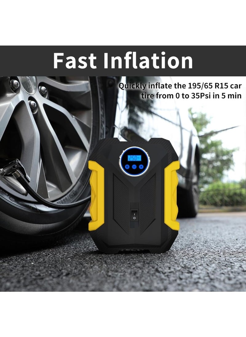Changli Digital Air Compressor, Digital Car Tyre Inflator, Air Compressor,150 PSI Fast Tire Pump,Car Auto Pump Portable Tire Inflator, with Auto Stop and LED Light 12V for for Car/Motorcycle/Bicycle/Ball  - Image 2