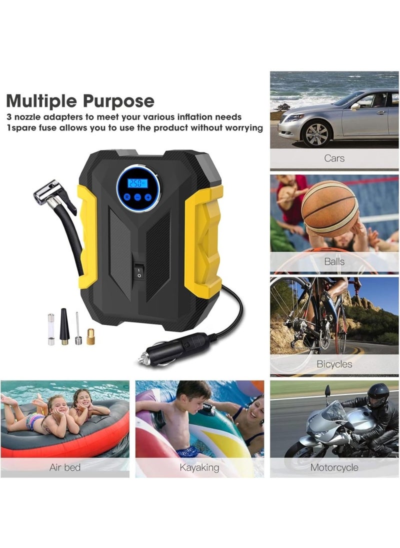 Changli - Digital Air Compressor, Digital Car Tyre Inflator, Air Compressor,150 PSI Fast Tire Pump,Car Auto Pump Portable Tire Inflator, with Auto Stop and LED Light 12V for for Car/Motorcycle/Bicycle/Ball - Image 1