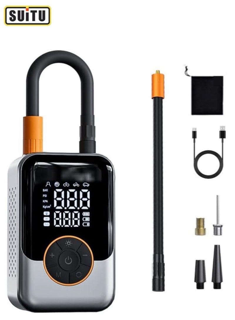 SUITU Portable Electric Tire Pump – 150PSI Smart Bike Pump with Digital Gauge, Auto Shut-Off, USB-C Rechargeable Air Compressor for Car, E-Bike, Bicycle, Motorcycle, Balls – Cordless & Compact - Image 1