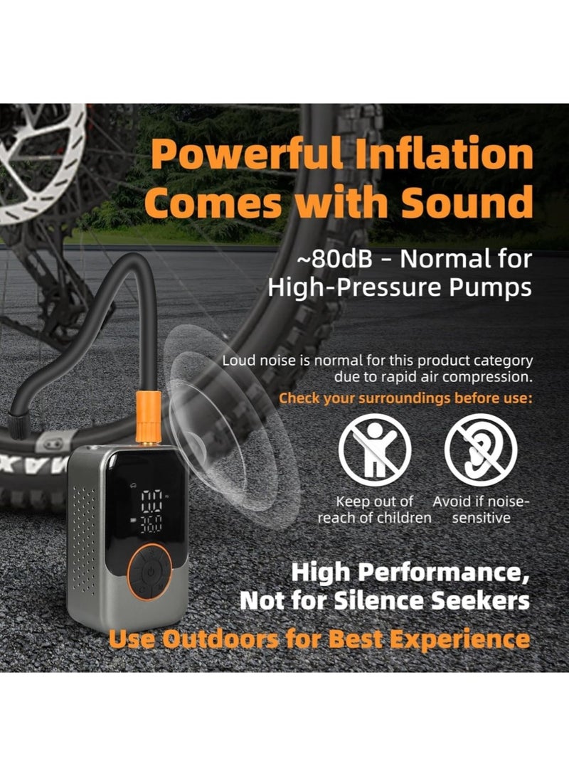 SUITU Portable Electric Tire Pump – 150PSI Smart Bike Pump with Digital Gauge, Auto Shut-Off, USB-C Rechargeable Air Compressor for Car, E-Bike, Bicycle, Motorcycle, Balls – Cordless & Compact - Image 3