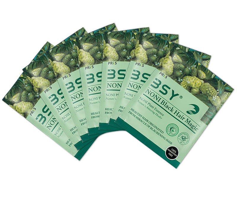 BSY Noni Black Hair Magic Hair color shampoo 20ml x 6 Sachets Ammonia Free Hair Color Shampoo for men Natural Black Permanent Hair Dye Shampoo for women Noni Fruit Hair Dye 5 Minutes Hair Colour - Image 3