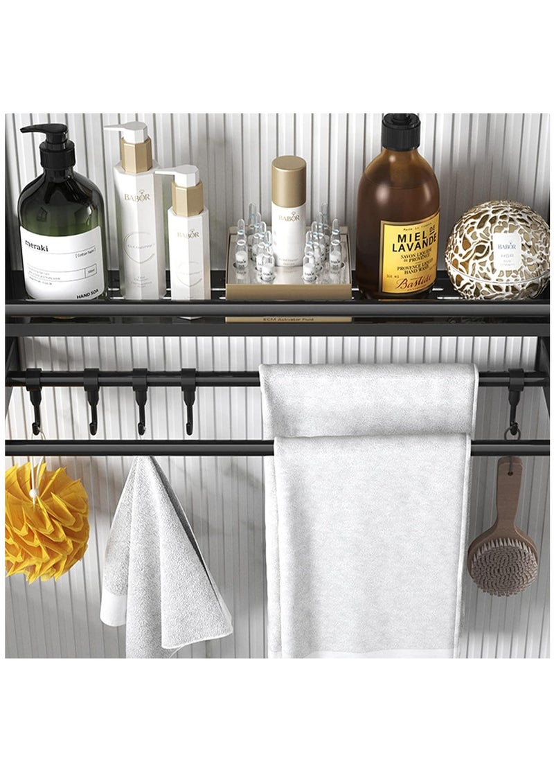 Arabest 3 Layers Bathroom Shelf, Wall Mount Bath Storage Basket with Hooks and Towel Rack, No Drilling Bathroom Organizer  - Image 5