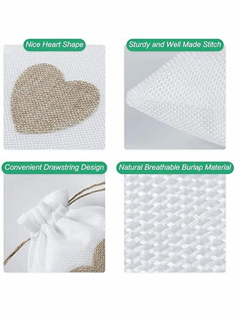 HomarKet 25-Piece Burlap Bags Drawstring Gift Bags with Heart Hessian Jute Jewelry Candy Pouches for Wedding Baby Shower Party Favors  - Image 3