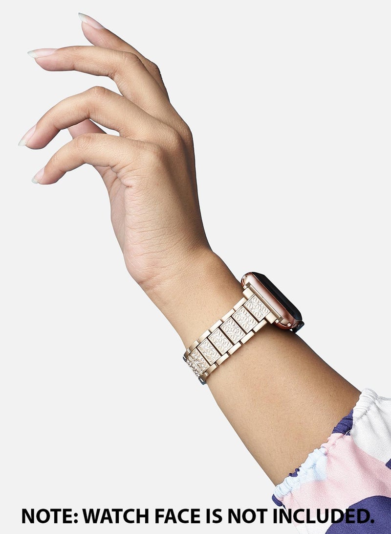 صوص هاوت سوار ساعة أبل كاجوال بسوار سلسلة مزينة من سبيكة معدنية للنساء | 42mm/44mm/45mm - Image 2