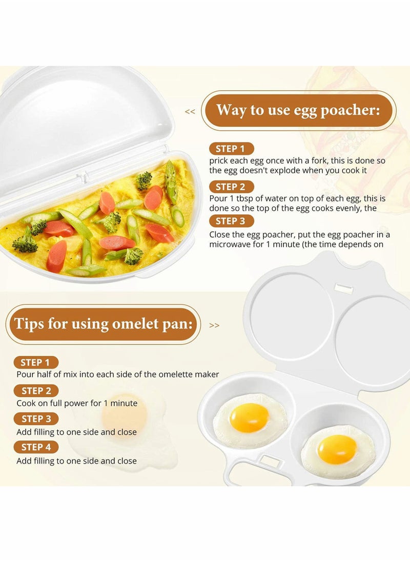 KASTWAVE Egg Poacher and Omelet Pan for Microwave 2 Cavity for Perfect Poached Eggs Microwave Cookware Easy Eggs Set for Quick and Healthy Breakfast Dishwasher Safe Non-Stick Kitchen Essentials  - Image 2