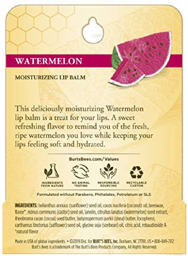 Burt's Bees 100% Natural Origin Moisturizing Lip Balm Watermelon 1 Tube - Image 3