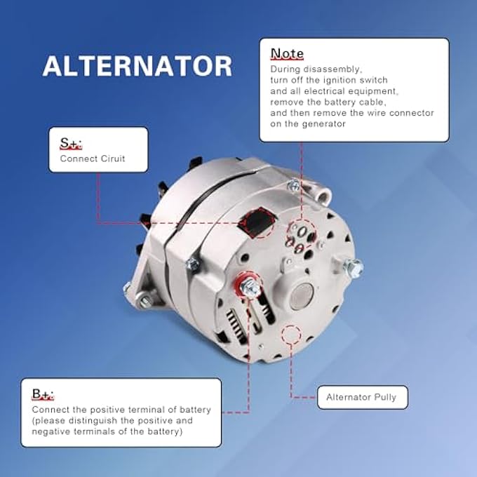 JDMSPEED Alternator High Output 105Amp 1-Wire 10SI Self-Exciting Replacement For SBC BBC GM ADR0151 12 Volt Electrical Alternator ADR0335, 400-12340, 20-102-7, 7127-SE105, 47-4247, 3000-0505 - Image 5