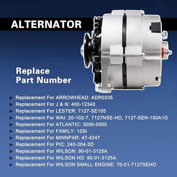 JDMSPEED Alternator High Output 105Amp 1-Wire 10SI Self-Exciting Replacement For SBC BBC GM ADR0151 12 Volt Electrical Alternator ADR0335, 400-12340, 20-102-7, 7127-SE105, 47-4247, 3000-0505 - Image 3
