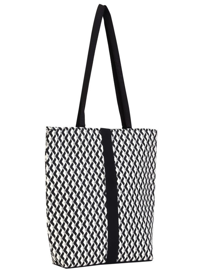 ENSAC حقيبة كتف أنيقة ومريحة من إنساك للنساء والفتيات (عبوة من قطعتين) (HANDY-24cBLKWHT-ECOcRED-02) - Image 2