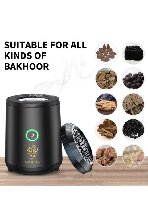 [Upgrade] Electric Mini Incense Burner Portable USB Rechargeable Aroma Diffuser Black