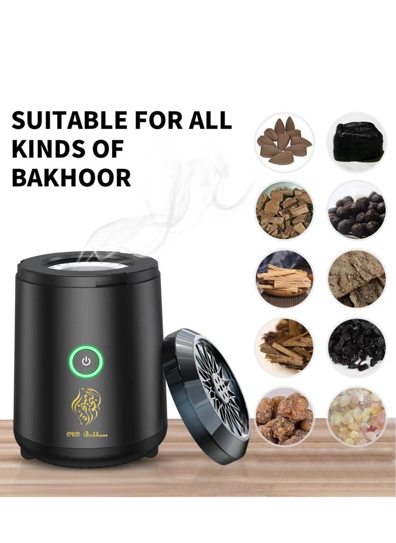 Oud Bukhoor [Upgrade] Electric Mini Incense Burner Portable USB Rechargeable Aroma Diffuser Black  - Image 1