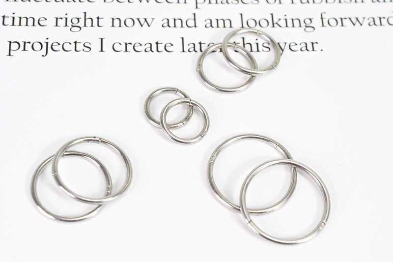 HQLA 4Pairs 18G Surgical Steel Hinged Clicker Segment Nose Rings Hoop Helix Cartilage Daith Tragus Sleeper Hoop Earrings Body Piercing for Women Men (18G - Steel - (6mm-12mm) - 4Pairs)… - Image 5