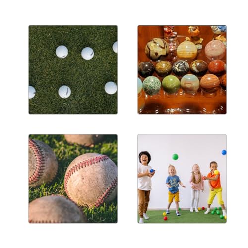 ZTEOFO 12 Pcs Plastic Sphere Stands - Acrylic Clear Small, Medium, Large Round Baseball Ring Stands - Image 2