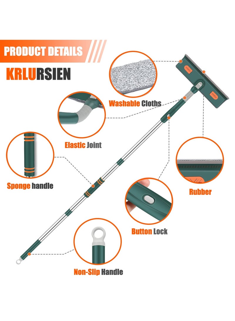 XiuWoo 210cm Extendable Window Cleaning Equipment 2 in 1 Window Cleaning Kit, Cleaning Pole and Window Squeegee Cleaner with Bendable Head for Cleaning High Windows - Image 2