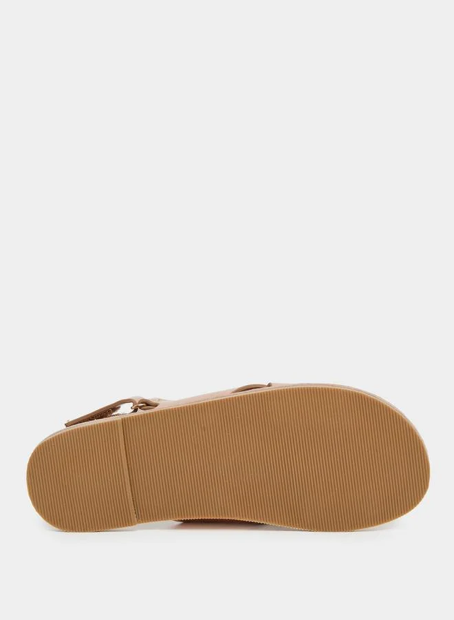 Styli Styli Solid Buckle Detail Flat Sandals