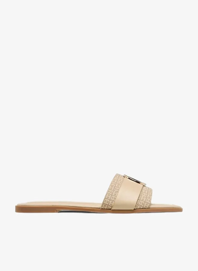 Women Monogram Print Slides
