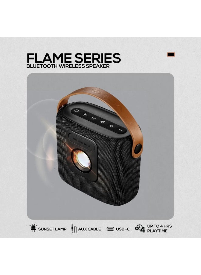 فولكانو مكبر صوت بلوتوث من سلسلة Volkano Flame مع جهاز عرض مصباح غروب الشمس - Image 1