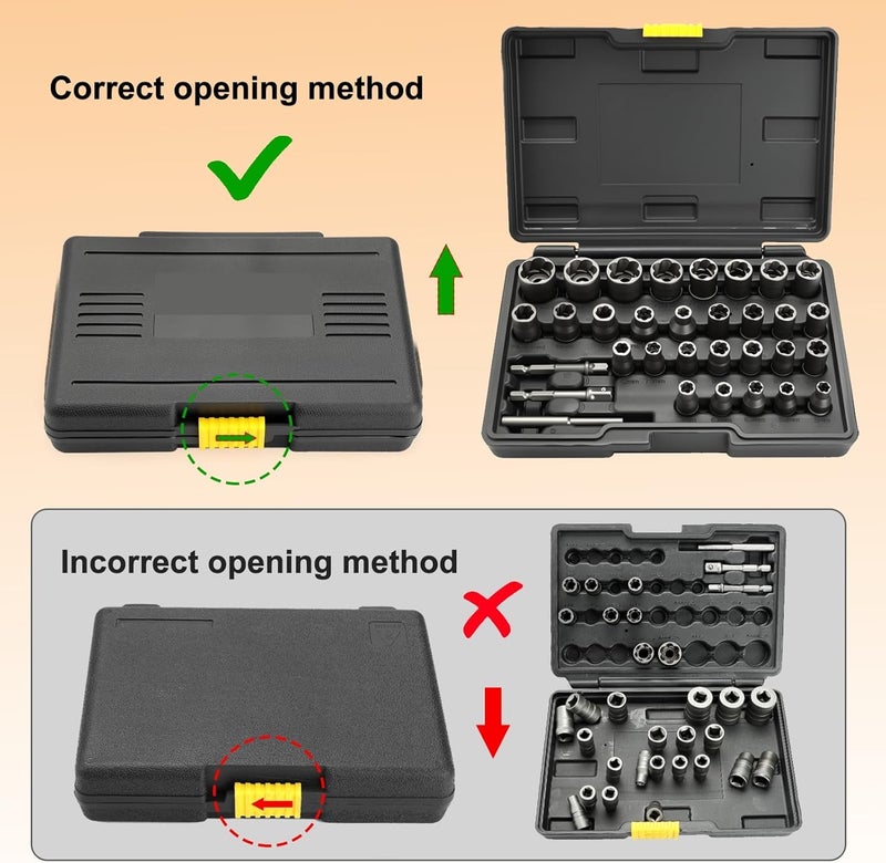 Eapele Bolt Extractor Set, Stripped Nut Remover Twist Sockets, Fit 3/8" Square Drive with Solid Storage Case (32pcs, Black) - Image 5