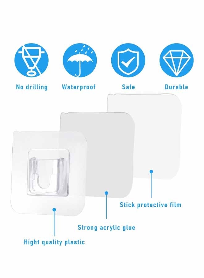 60pcs Double Sided Adhesive Wall Hooks Transparent Wall Adhesive Hooks for Hanging Clip Rain Sticky Hooks Clear Waterproof Utility Sticker Hook for Bathroom Kitchen Office Shower Basket Picture - Image 4