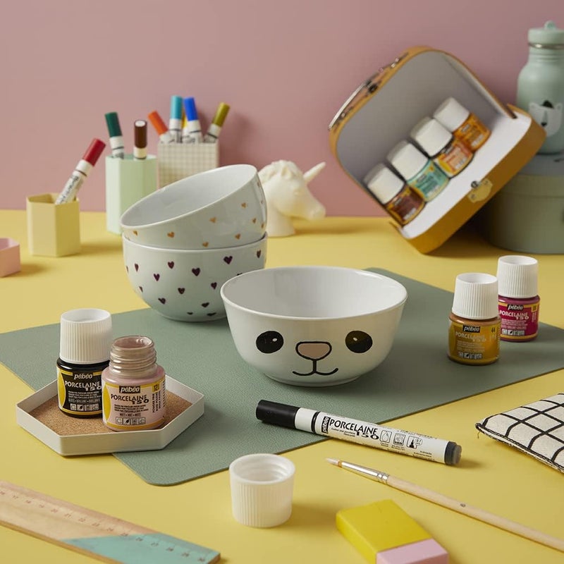 Pebeo Porcelaine 150 Coral Red Ceramic Paint - Water-Based High-Gloss Color for Porcelain, 45 ml - Image 3