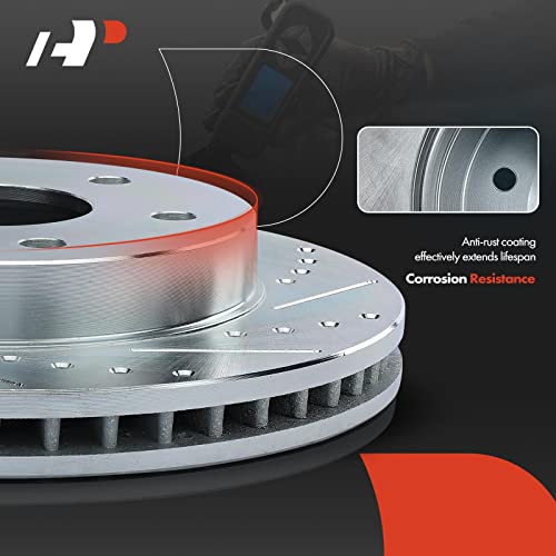 A-Premium 13.78 inch (350mm) Front Drilled and Slotted Disc Brake Rotors Compatible with Select Jeep and Dodge Models - Grand Cherokee/Durango 2011-2020, 2-PC Set - Image 5