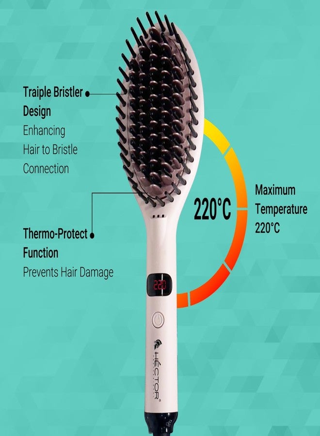 Hector Professional Hair Straightening Brush, The Speed Styler for Smooth Styling with Adjustable Temperature Control, LCD Display - Image 3