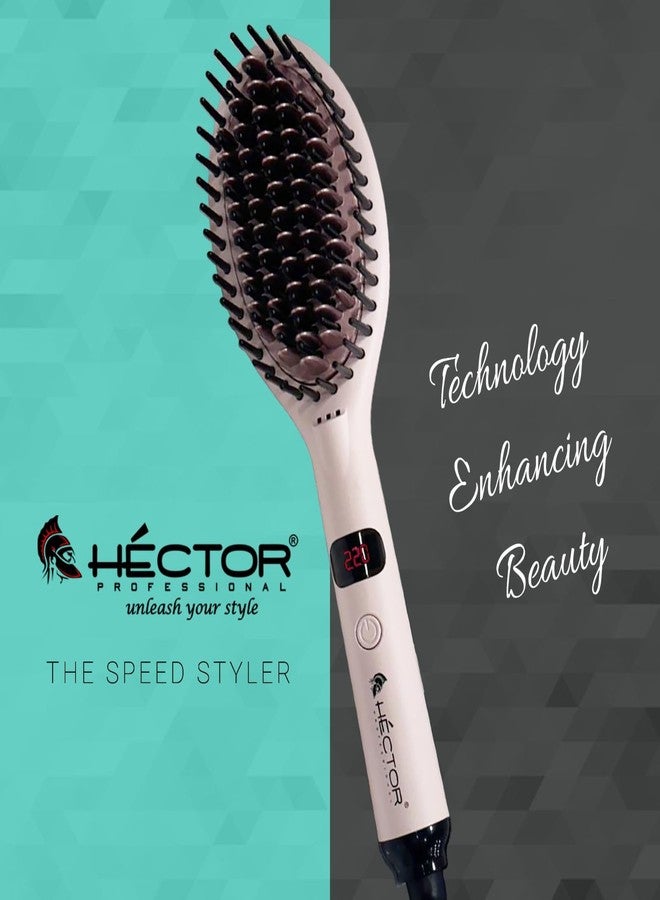 Hector Professional Hair Straightening Brush, The Speed Styler for Smooth Styling with Adjustable Temperature Control, LCD Display - Image 2