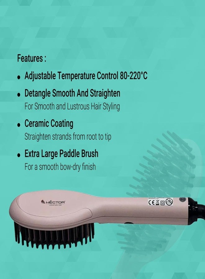 Hector Professional Hair Straightening Brush, The Speed Styler for Smooth Styling with Adjustable Temperature Control, LCD Display - Image 4