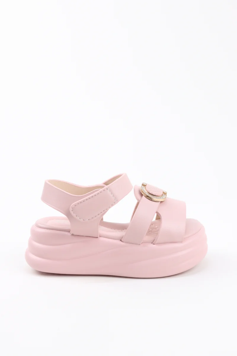 Viny VINY Girls Wedge Heel Sandals – Elegant Rhinestone Buckle Sandals for Girls, Comfortable Platform Sandals, Princess Party & Wedding Footwear for Kids (Black, Pink, White, Beige)