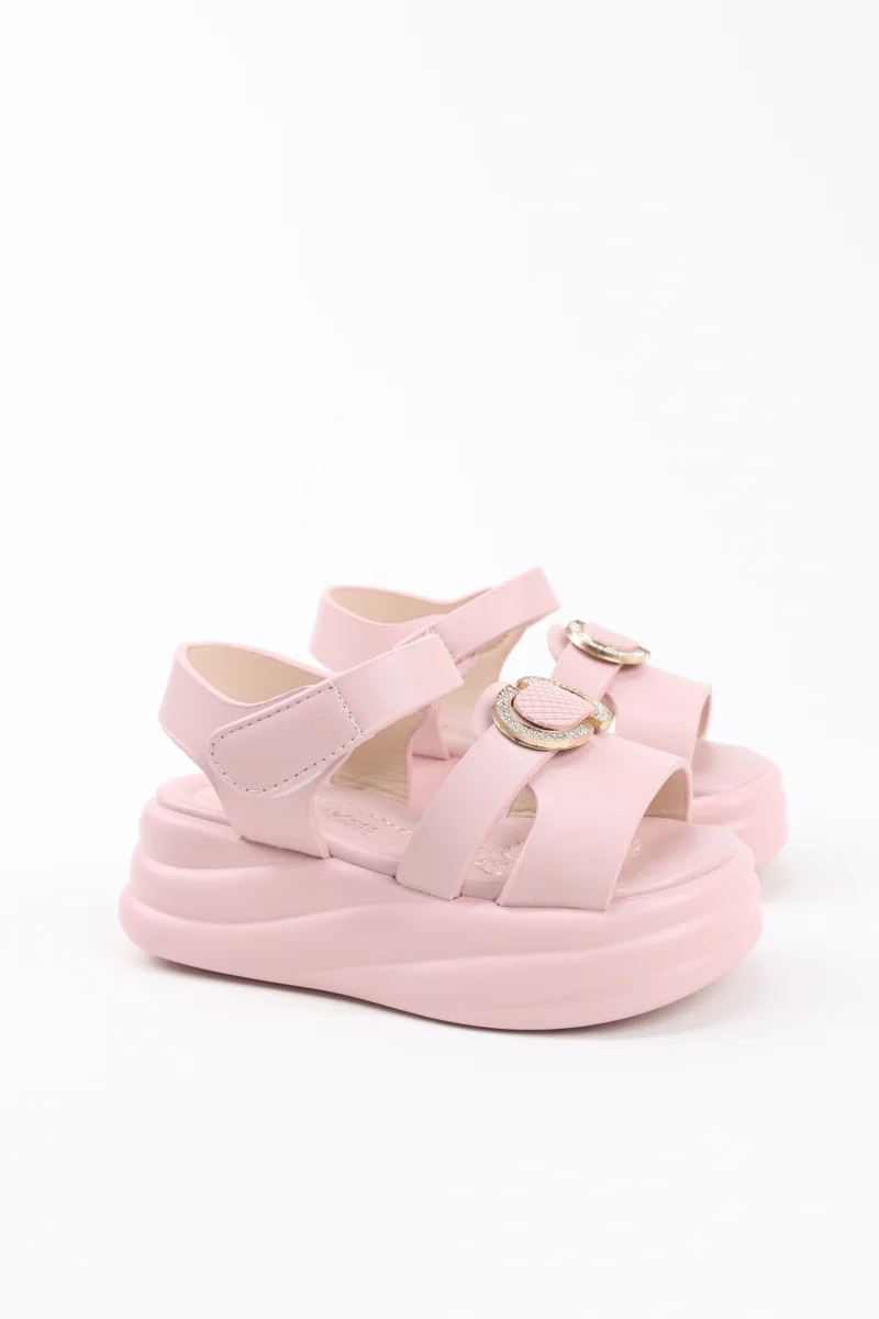 Viny VINY Girls Wedge Heel Sandals – Elegant Rhinestone Buckle Sandals for Girls, Comfortable Platform Sandals, Princess Party & Wedding Footwear for Kids (Black, Pink, White, Beige)