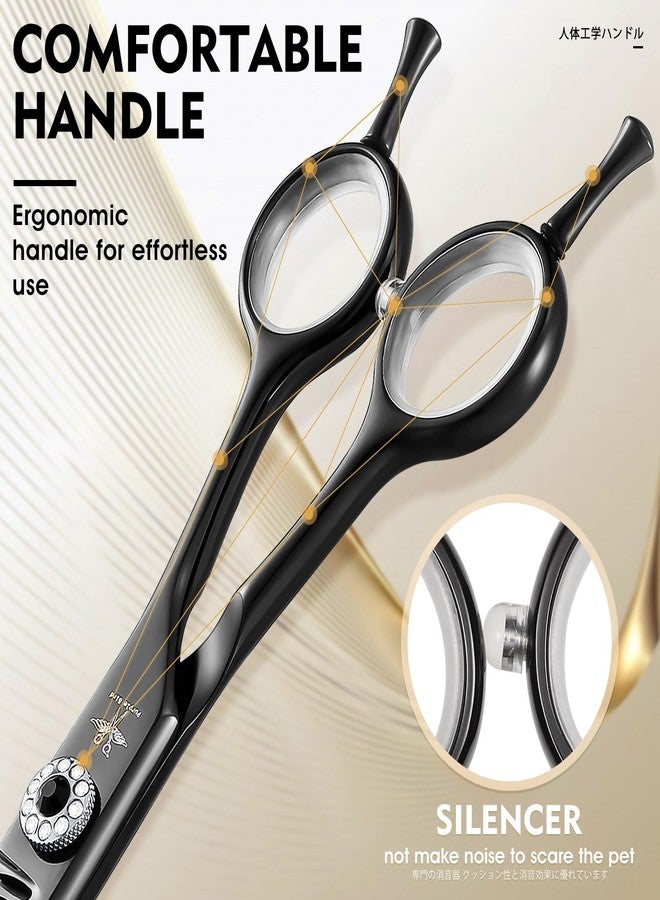 PURPLEBIRD Curved Shears Dog Grooming Chunkers, 7 inch Professional Thinning Scissors Safety Blunt Tip Trimming Scissors for Dogs Cats Face Paws Limbs Japanese Stainless Steel (Black) - Image 5