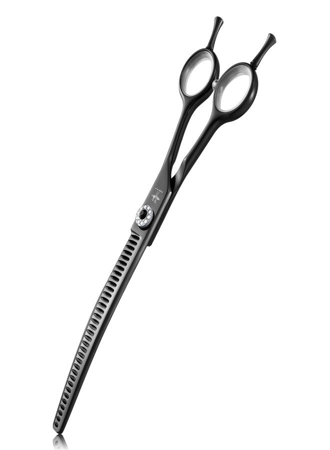 PURPLEBIRD Curved Shears Dog Grooming Chunkers, 7 inch Professional Thinning Scissors Safety Blunt Tip Trimming Scissors for Dogs Cats Face Paws Limbs Japanese Stainless Steel (Black) - Image 1