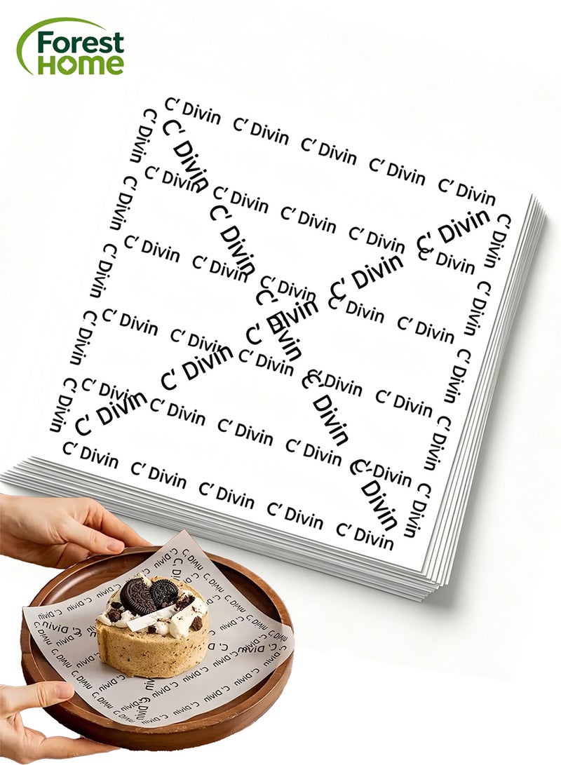 Forest Home 100Pcs Wax Paper Sheets for Food, Basket Liners Food Picnic Paper Sheets Greaseproof Deli Wrapping Sheets, 18 x 18 cm - Image 1