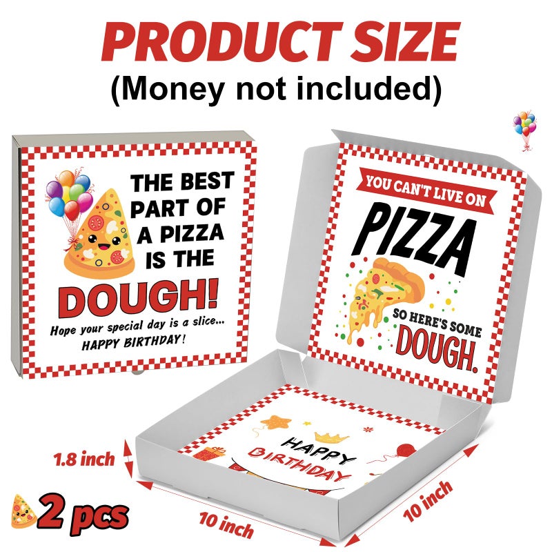 Noveread 2 Pcs Money Box For Cash Birthday Money Pizza Box Gift 10 X 10 Inch Fun Pizza Gift Boxes For Surprise Holder Birthday Wedding Party (Cash Not Include)(Bright) - Image 2