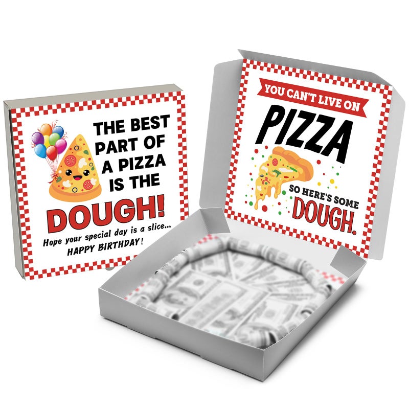 Noveread 2 Pcs Money Box For Cash Birthday Money Pizza Box Gift 10 X 10 Inch Fun Pizza Gift Boxes For Surprise Holder Birthday Wedding Party (Cash Not Include)(Bright) - Image 1