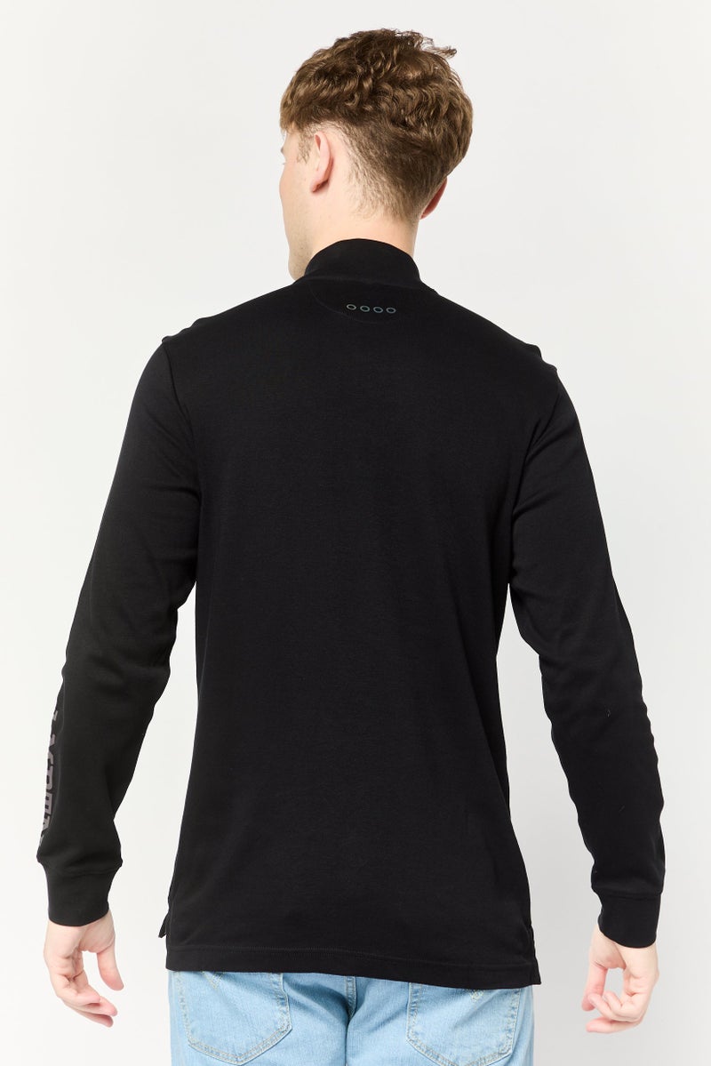 La Martina Men Half Zip Brand Logo Long Sleeve Sweatshirt, Black  - Image 4