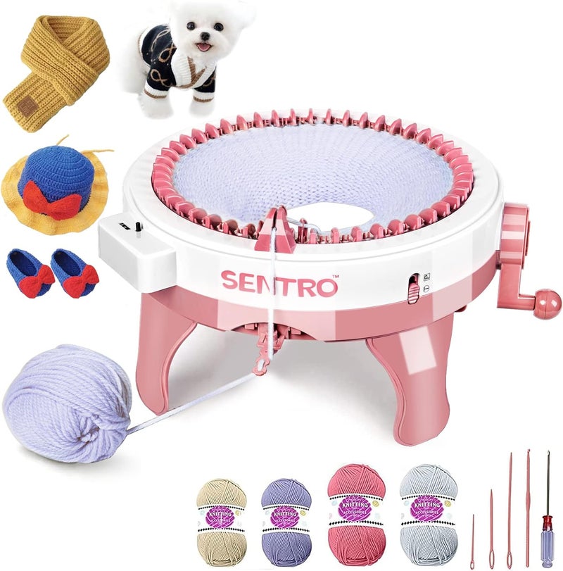 Sentro 48 Needles Knitting Machines with Row Counter,Smart Knitting Crochet Machine,Weaving Round Loom,Double Knit Loom Machine Kit,DIY Knit Scarf Hat Sock - Image 1