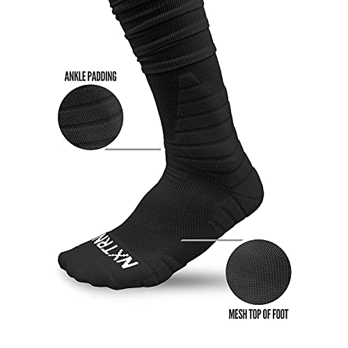 NXT NXTRND Nxtrnd XTD Scrunch Football Socks, Extra Long Padded Sport Socks for Men & Boys (Black, S/M) - Image 3