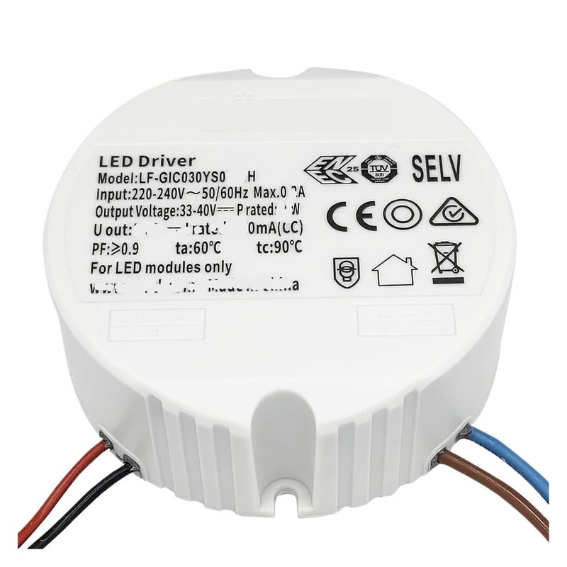 LED Driver Power Supply, Single Voltage, Flicker-Free, high P Plastic case, Round, Built-in 6~45W 33~40V GIC0300600H GIC0300700H GIC0400800H GIC0401000H33(GIC030YS0650H 21~26/24~30W)