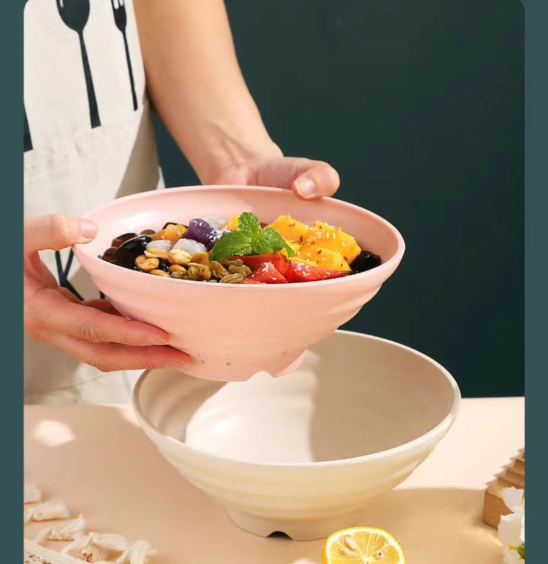 P-PLUS INTERNATIONAL Wheat Straw Noodle Bowls Large Ramen Bowl Set Traditional Asian Inspired Dinnerware for Noodles Udon Pho Soup Pasta Salad Japanese Bowls (1200ml+1900ml, Blue, Set of 2) - Image 5