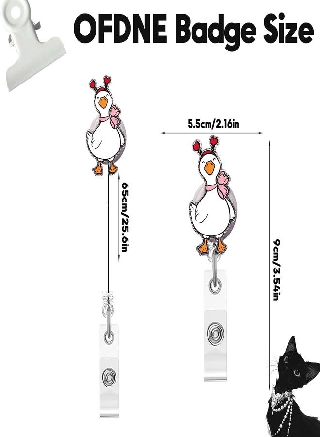 OFDNE Valentines Badge Reel,Cute Goose Acrylic Badge for ID Card Badge,Funny Telescoping Retractable Badge Holder Alligator Clip Accessories for Nurse,Medical Worker,Nursing Student,Teacher - Image 3