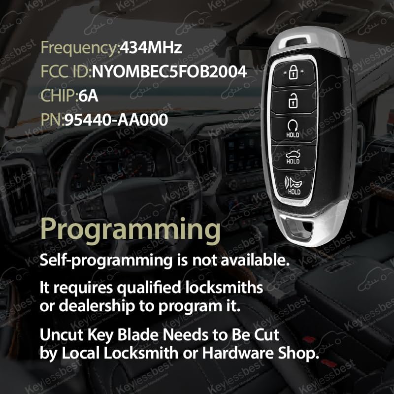 Keylessbest Replacement Key Fob for 2020-2024 Hyundai Elantra - 5 Buttons, 434MHz - Image 4