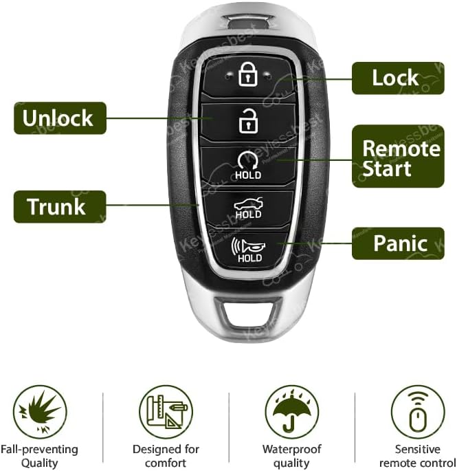 Keylessbest Replacement Key Fob for 2020-2024 Hyundai Elantra - 5 Buttons, 434MHz - Image 5