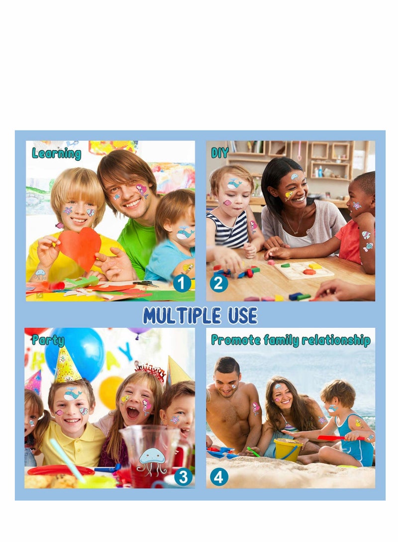 SYOSI Ocean Theme Temporary Tattoos, Fake Tattoos Stickers With Mermaid Shark Tropical Fish Whale, Beach Pool Under Sea Decorations Birthday Party Supplies Favors for Boys and Girls, 12 Sheets - Image 4