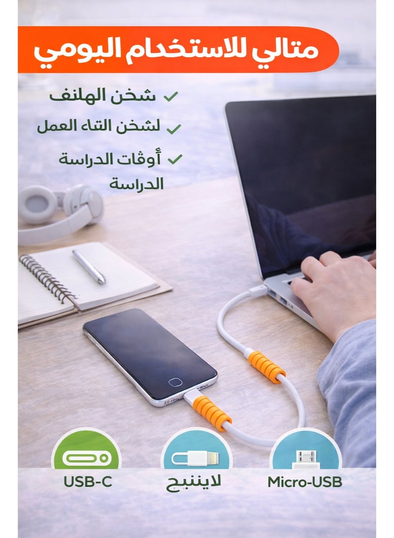 عبوة 5 قطع من واقي الكابل الحلزوني باللون البرتقالي لحماية أسلاك الشحن وتخفيف الضغط عند موصل الكابل - Image 5