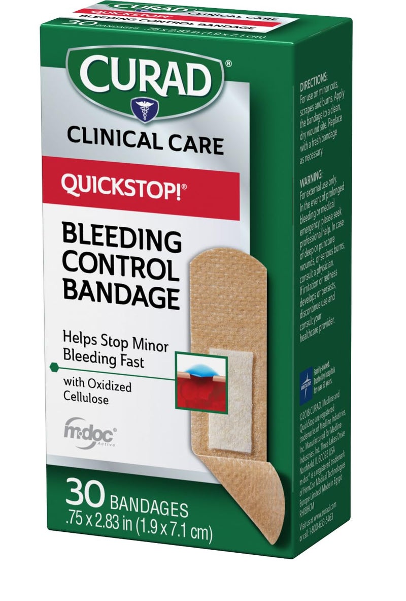 CURAD QuickStop! Flex-Fabric Bandages, 0.75x2.83 Inch, 30/Box, One Box - Image 3